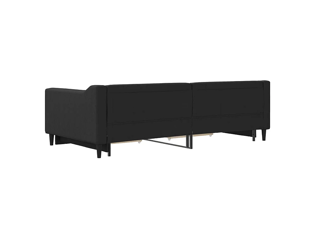 Tagesbett Ausziehbar mit Schubladen Schwarz 100x200 cm Stoff