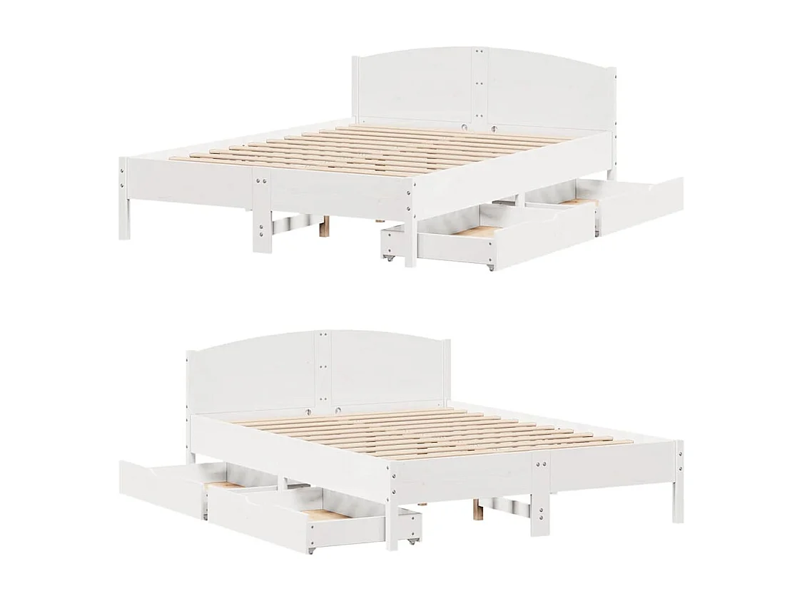 Estructura de cama sin colchón madera de pino blanca 140x190 cm