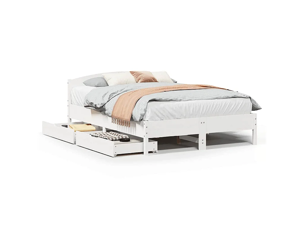 Estructura de cama sin colchón madera de pino blanca 140x190 cm