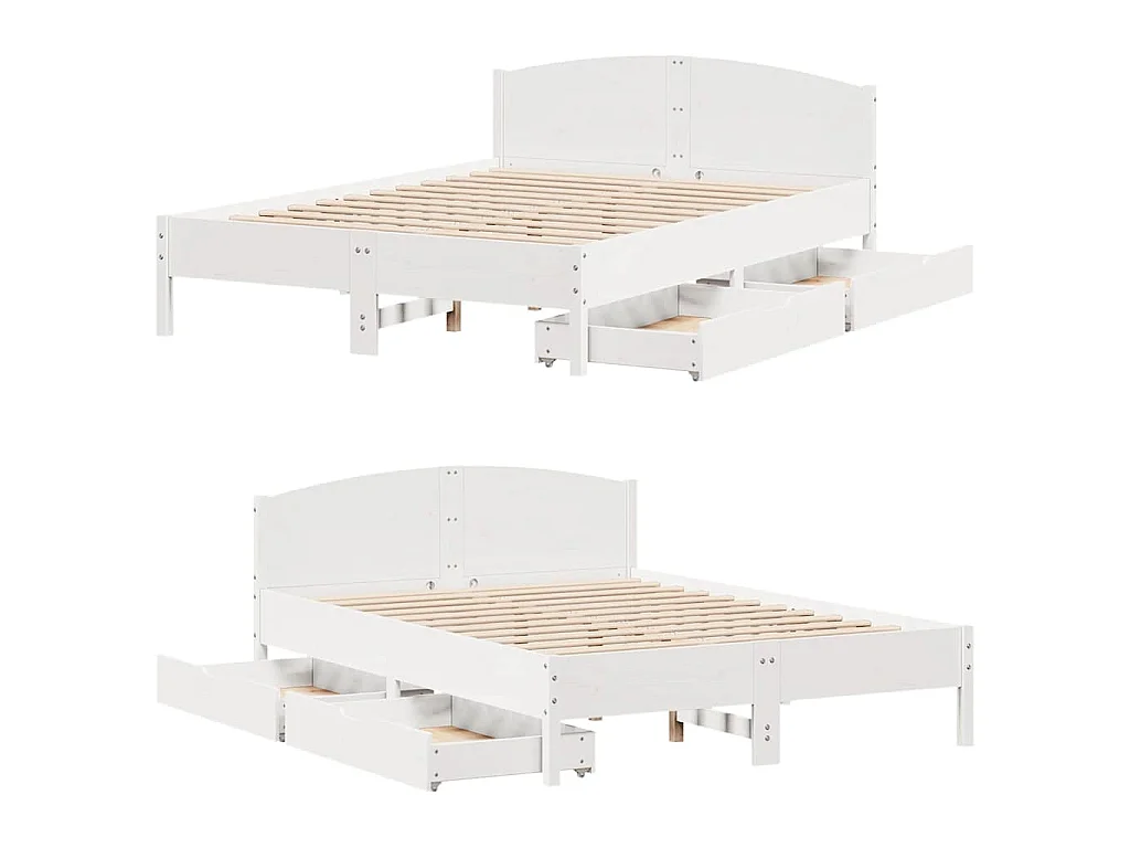 Estructura de cama sin colchón madera de pino blanca 140x190 cm