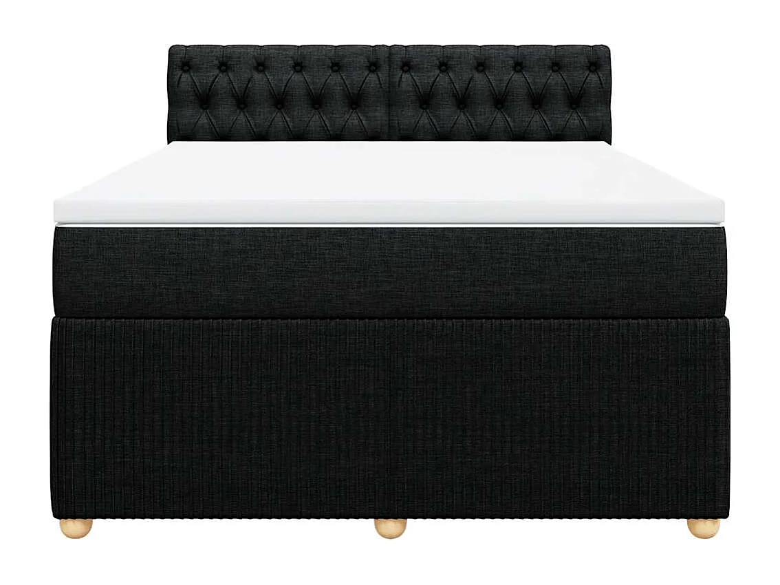 Cama box spring con colchón tela negro 140x190 cm