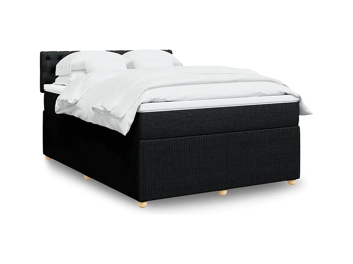 Sommier à lattes de lit avec matelas Noir 140x190 cm Tissu