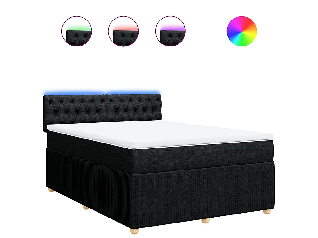 Boxspringbett mit Matratze Schwarz 140x190 cm Stoff