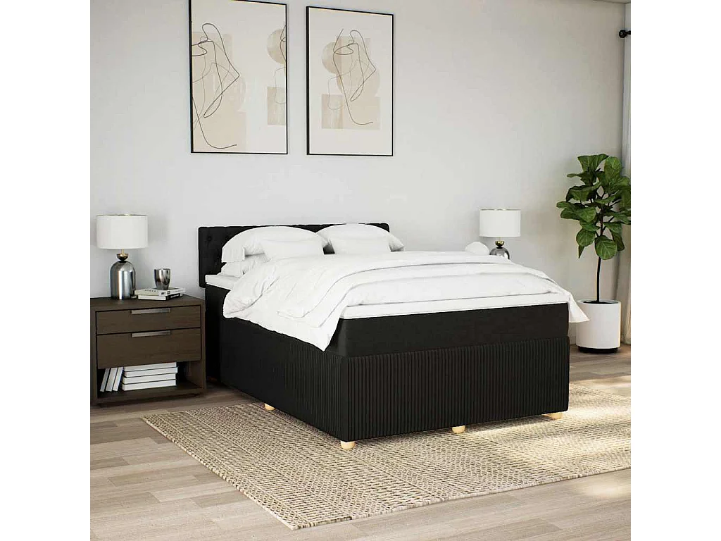 Boxspringbett mit Matratze Schwarz 140x190 cm Stoff