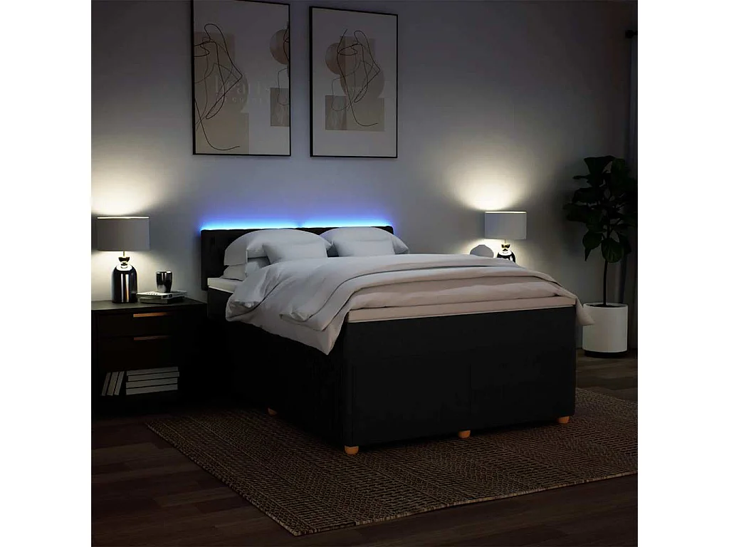 Boxspringbett mit Matratze Schwarz 140x190 cm Stoff