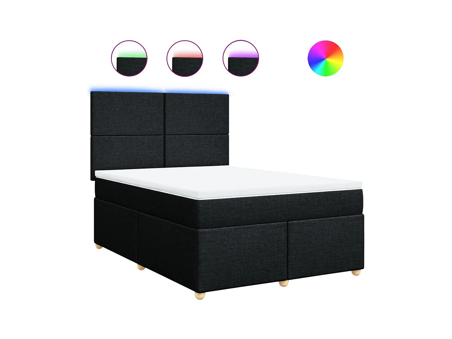 Sommier à lattes de lit avec matelas Noir 140x190 cm Tissu