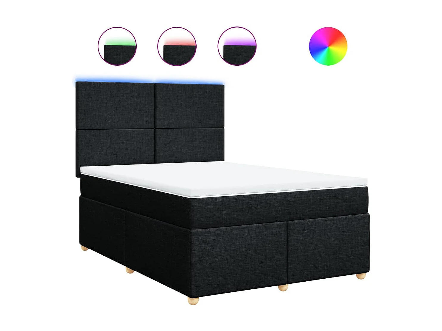 Boxspring met matras stof zwart 140x190 cm