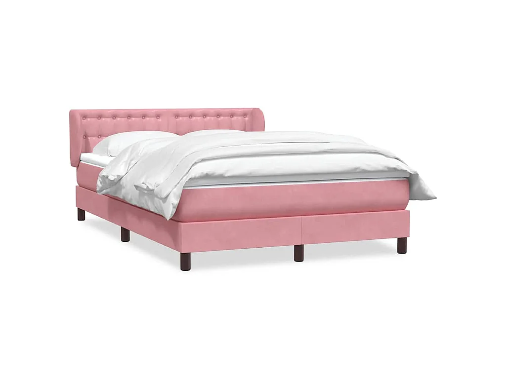 Giroletto a Molle con Materasso Rosa 160x220 cm in Velluto