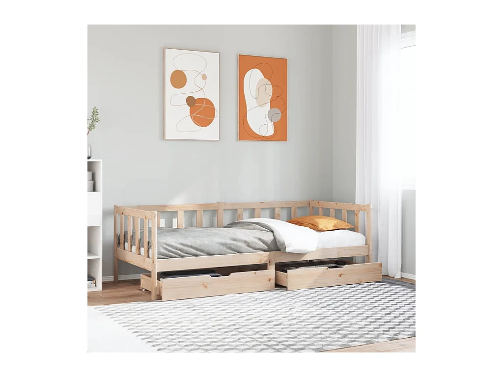 Lit de jour avec tiroirs sans matelas 90x200 cm bois massif