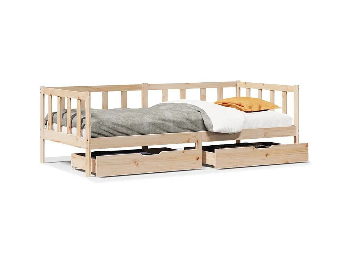 Lit de jour avec tiroirs sans matelas 90x200 cm bois massif