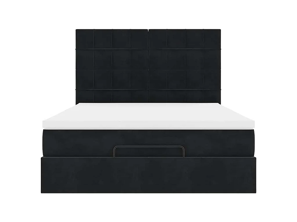 Cadre de lit ottoman avec matelas noir 140x190 cm velours