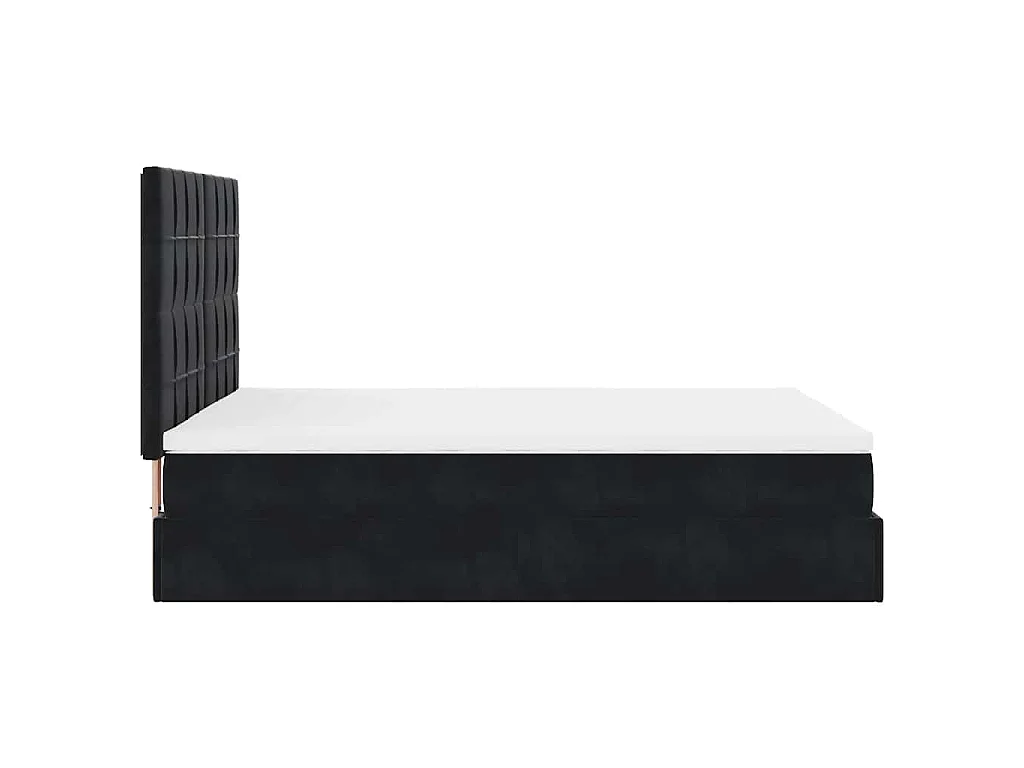 Cadre de lit ottoman avec matelas noir 140x190 cm velours