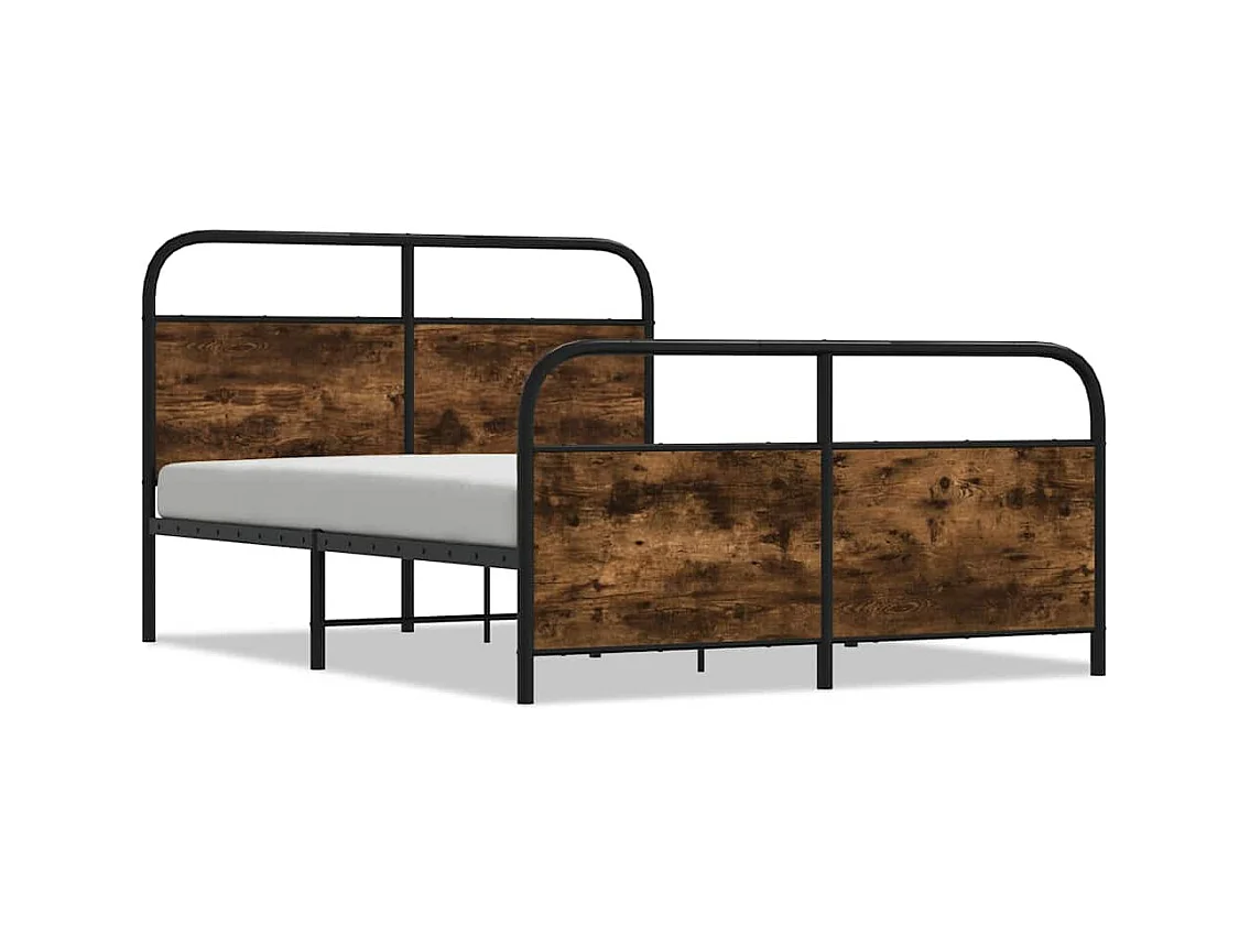 Cadre de lit en métal sans matelas chêne fumé 140x200 cm
