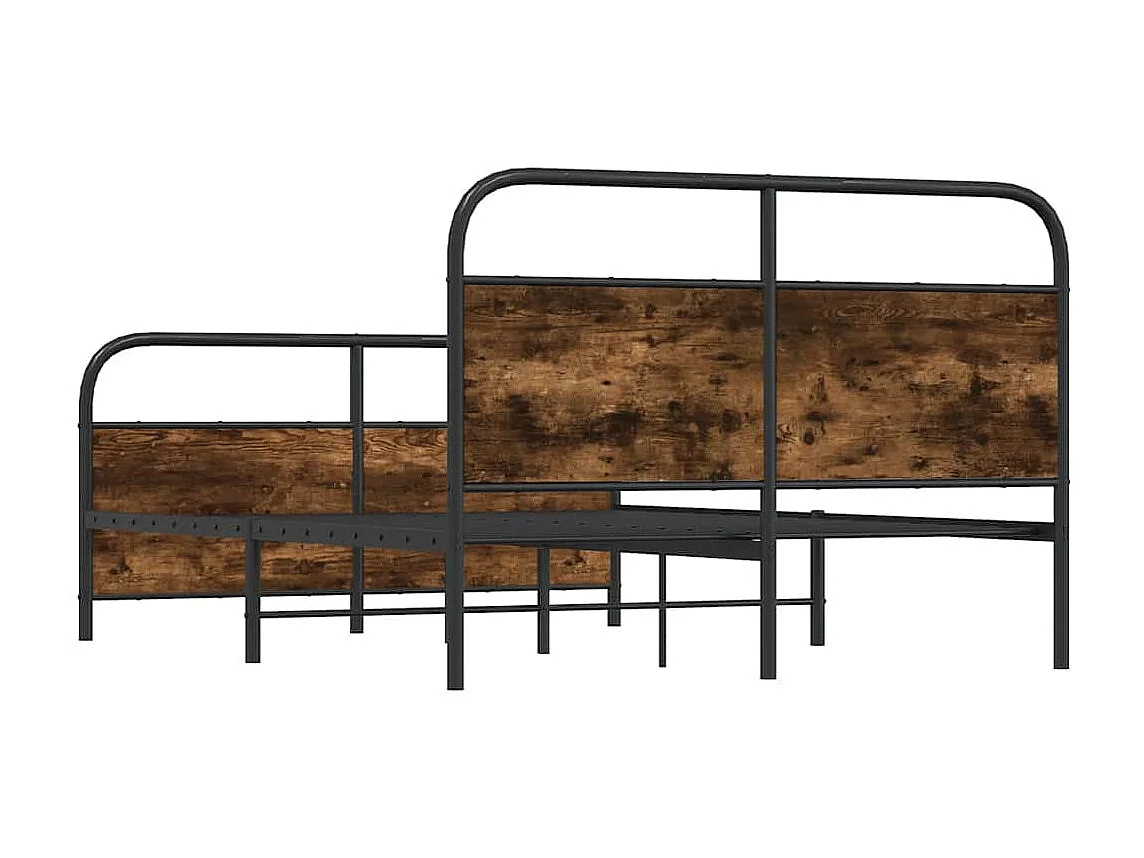 Cadre de lit en métal sans matelas chêne fumé 140x200 cm
