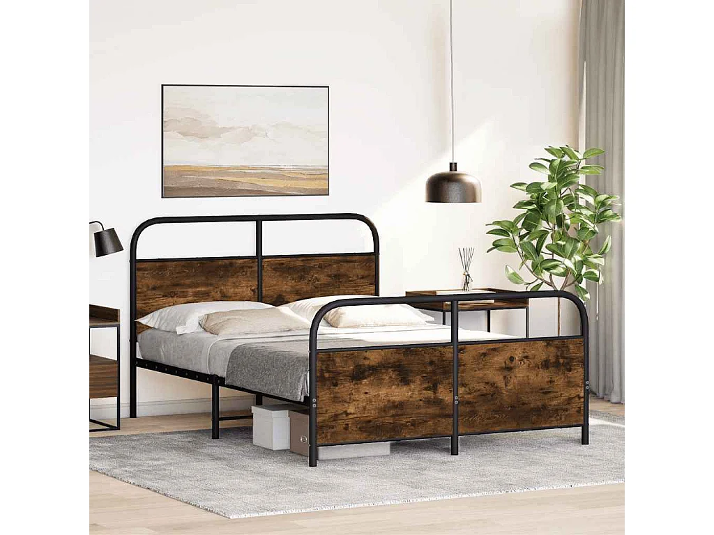 Bedframe zonder matras metaal gerookt eikenkleurig 140x200 cm