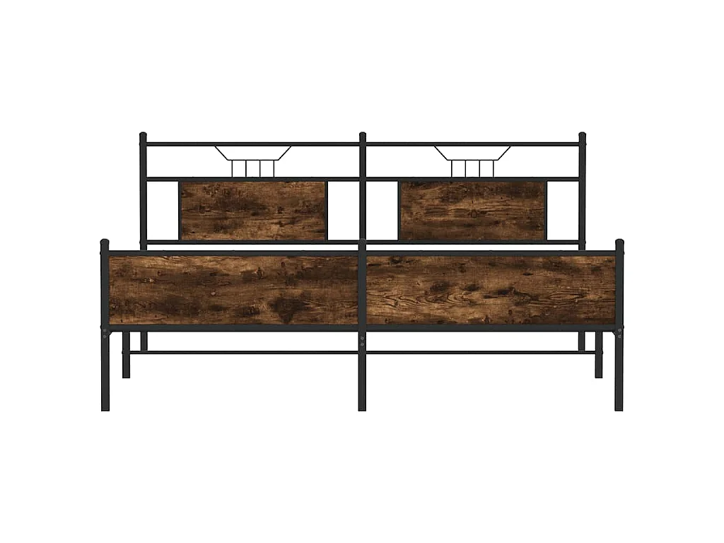 Estructura de cama sin colchón metal roble ahumado 160x200 cm