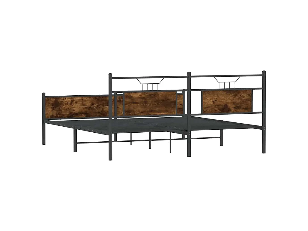 Estructura de cama sin colchón metal roble ahumado 160x200 cm