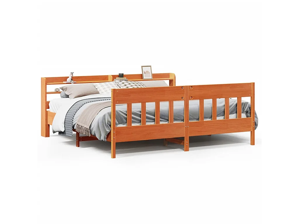 Bedframe zonder matras massief grenenhout wasbruin 180x200 cm