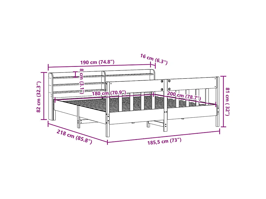 Bedframe zonder matras massief grenenhout wasbruin 180x200 cm