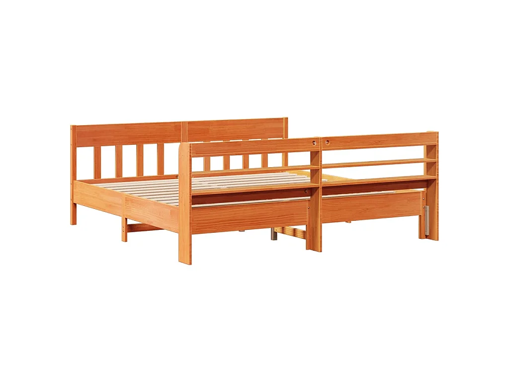 Bedframe zonder matras massief grenenhout wasbruin 180x200 cm