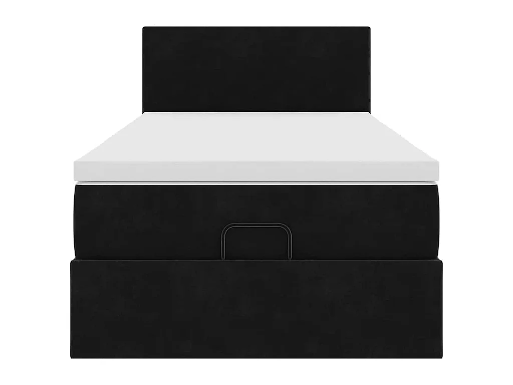 Estructura de cama otomana colchón terciopelo negro 100x200cm