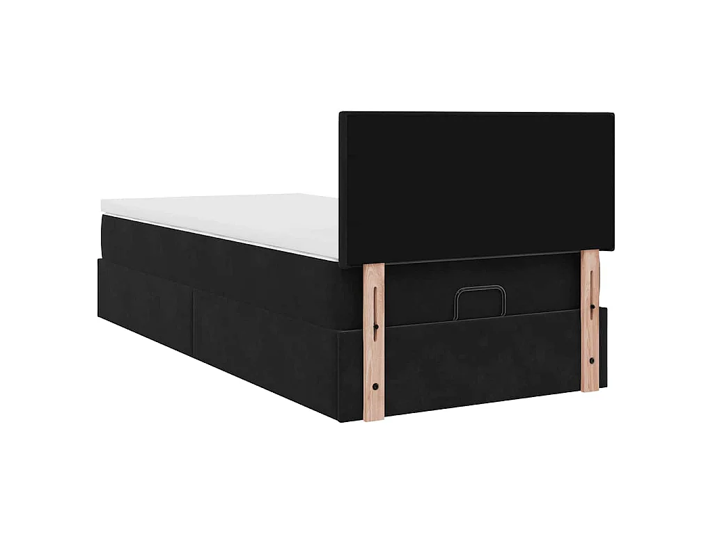 Estructura de cama otomana colchón terciopelo negro 100x200cm