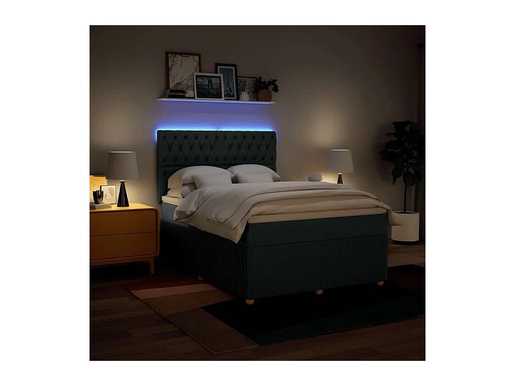 Boxspringbett mit Matratze Blau 160x200 cm Stoff