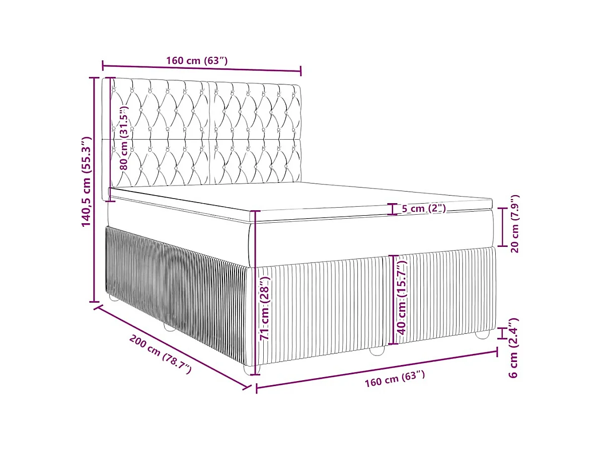 Boxspring met matras stof blauw 160x200 cm