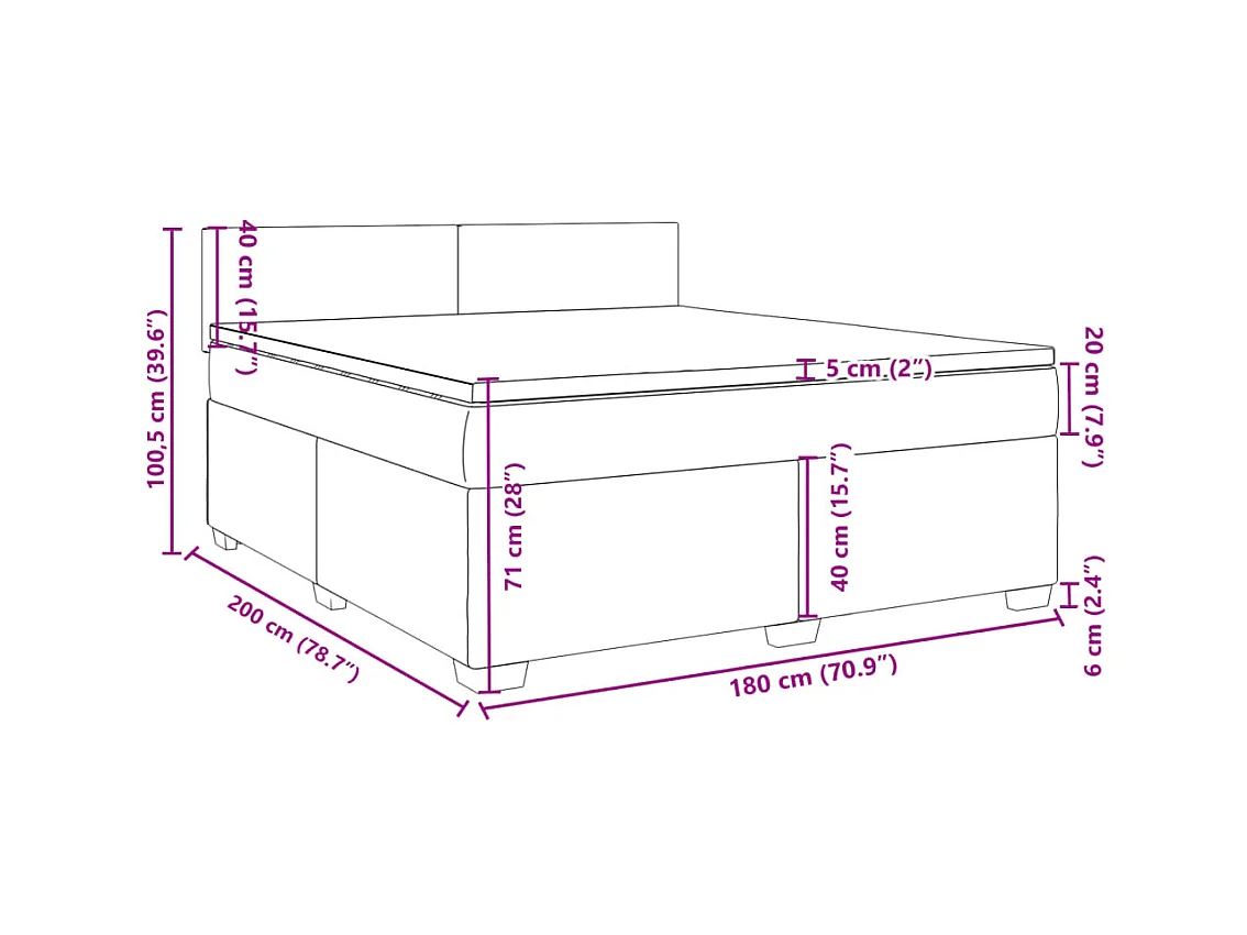 Sommier à lattes de lit avec matelas Gris foncé 180x200cm Tissu