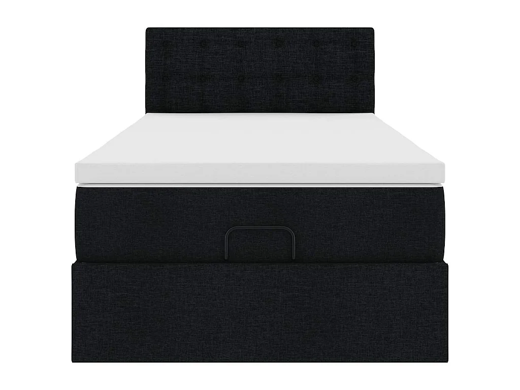 Pouf Letto con Materasso Nero 90x200 cm in Tessuto