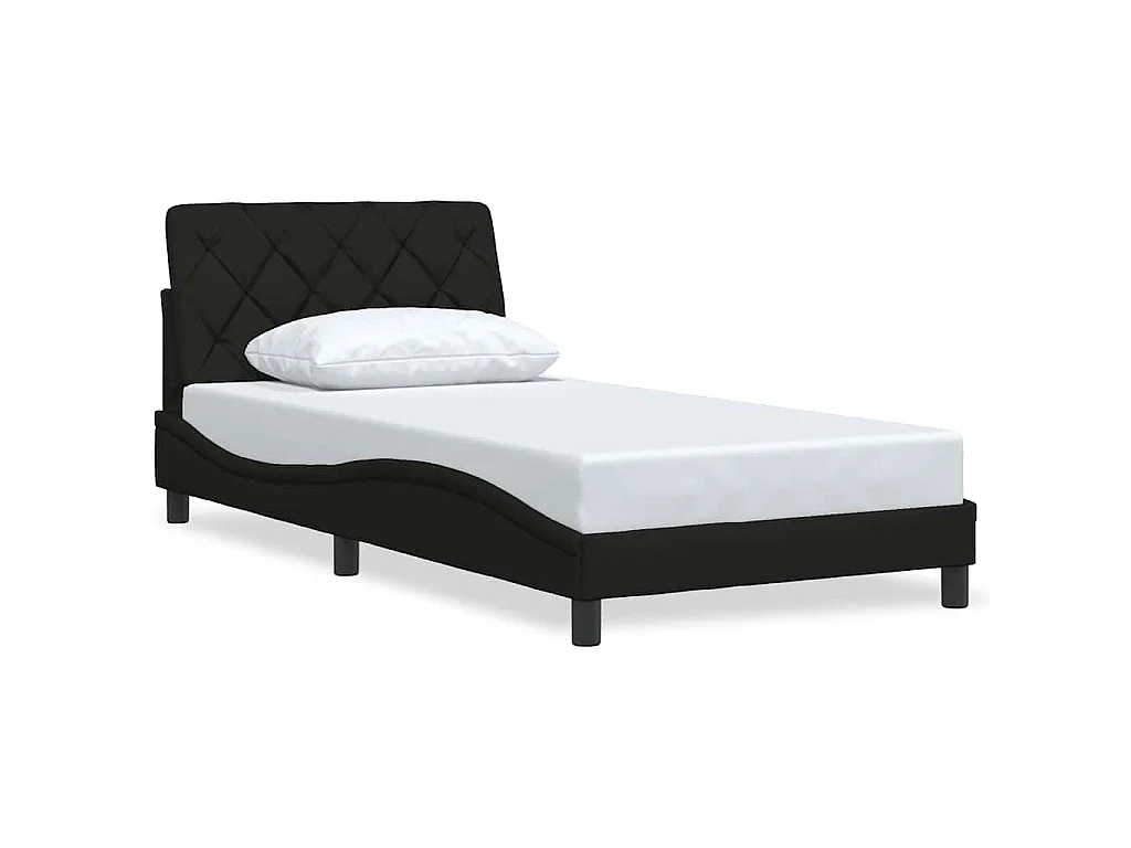 Estrutura de cama sem colchão 100x200 cm tecido preto