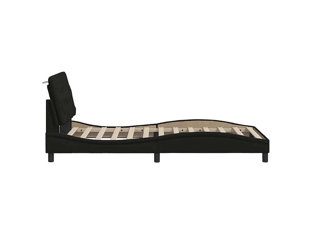 Estrutura de cama sem colchão 100x200 cm tecido preto