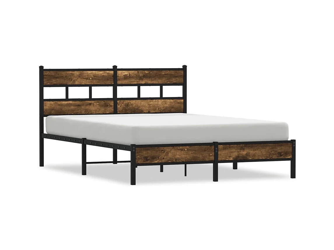 Bettgestell ohne Matratze mit Kopfteil Räuchereiche 140x190 cm