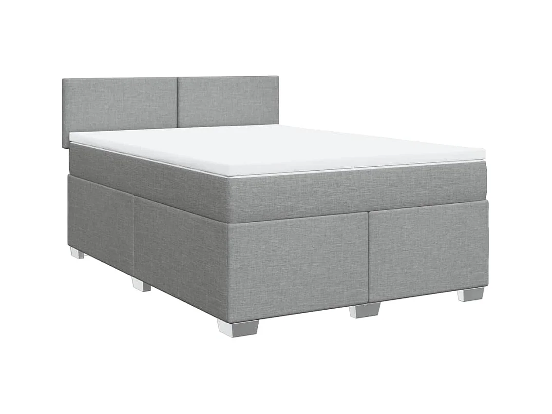 Sommier à lattes de lit avec matelas Gris clair 140x190cm Tissu