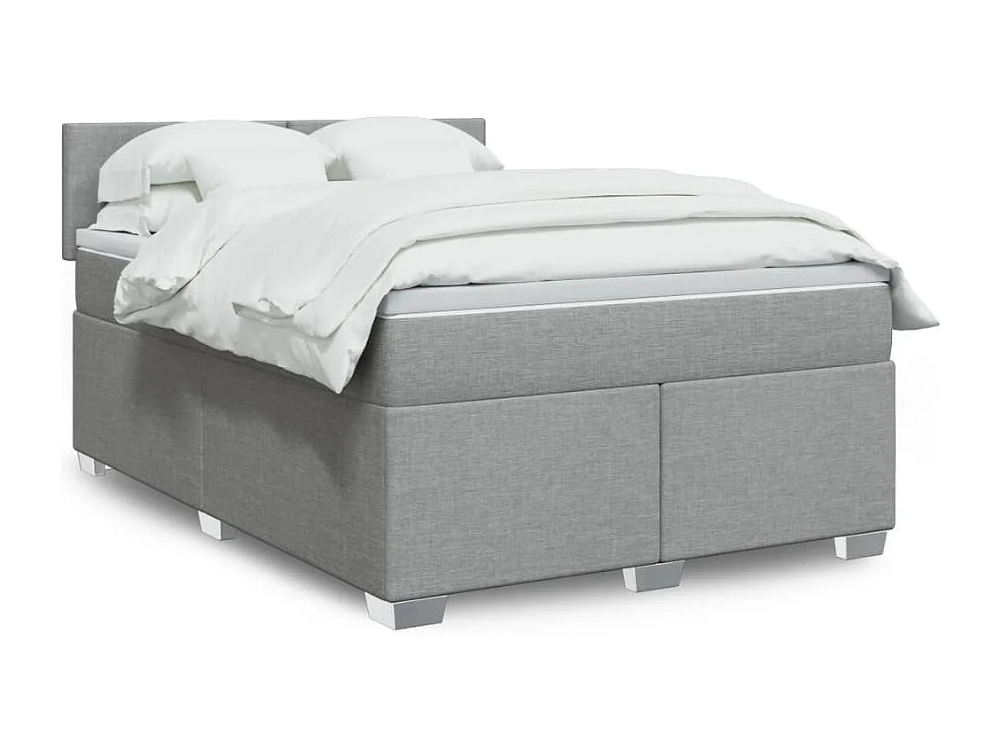 Boxspringbett mit Matratze Hellgrau 140x190 cm Stoff