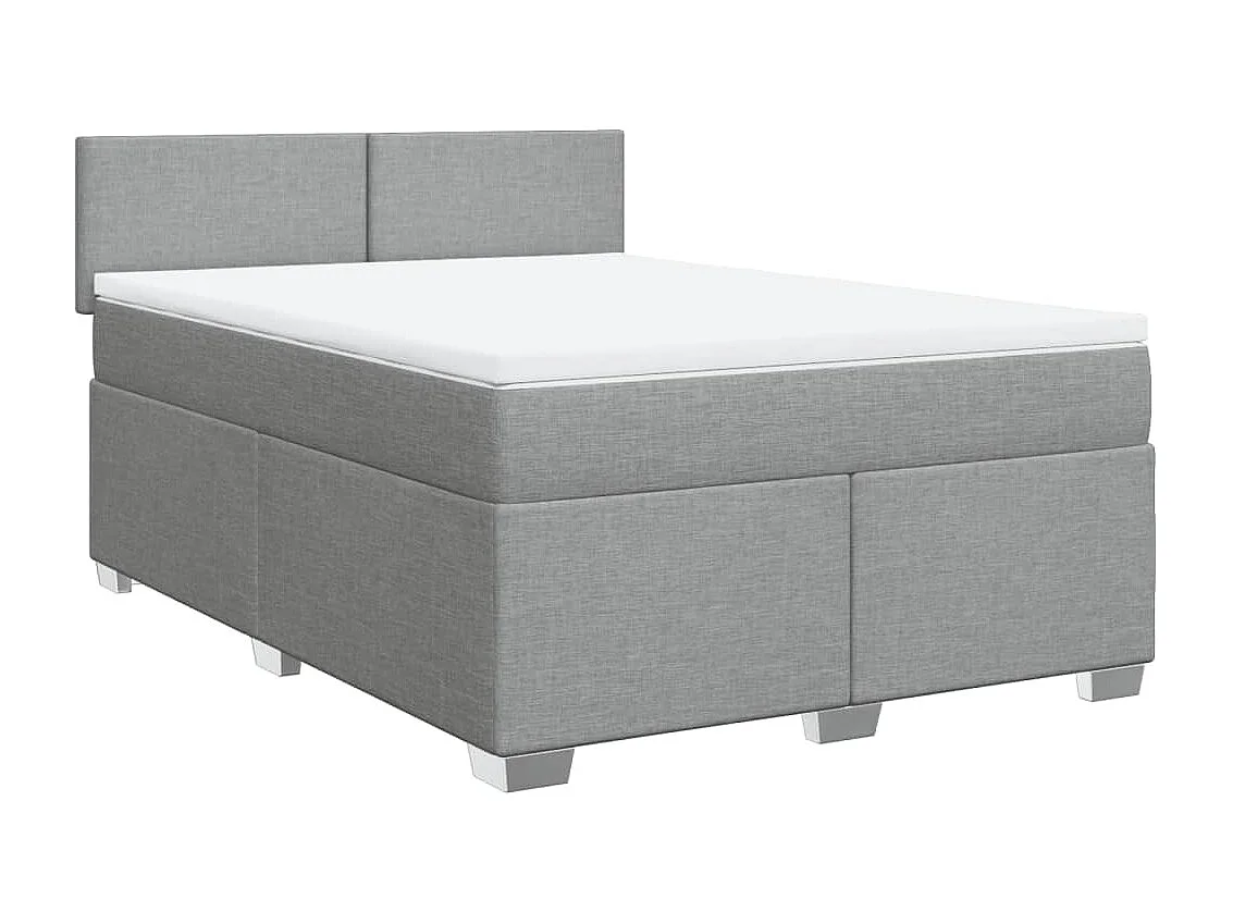 Boxspringbett mit Matratze Hellgrau 140x190 cm Stoff