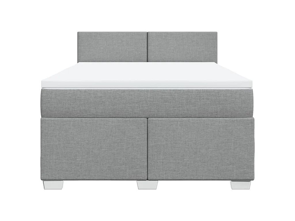 Cama box spring con colchón tela gris claro 140x190 cm