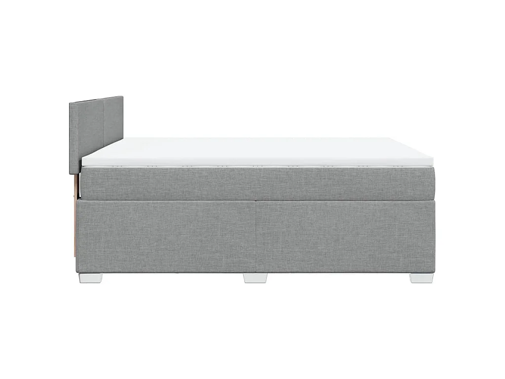 Cama box spring con colchón tela gris claro 140x190 cm