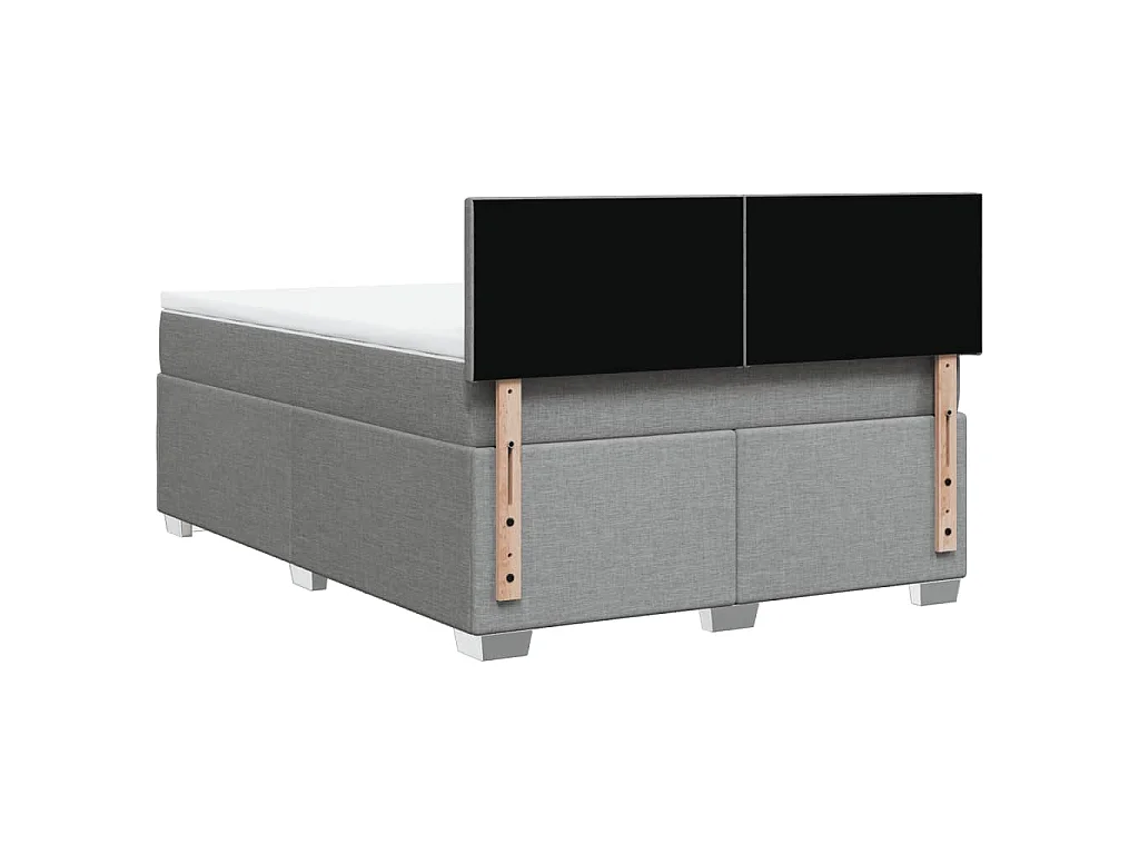 Cama box spring con colchón tela gris claro 140x190 cm