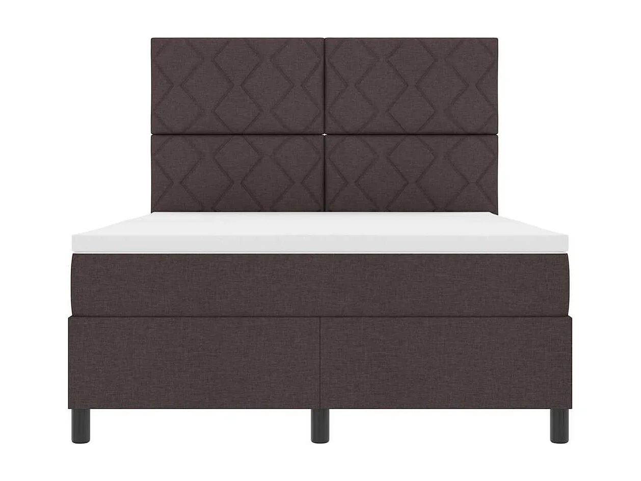 Letto a molle con materasso Marrone Scuro 140 x 200 cm Tessuto