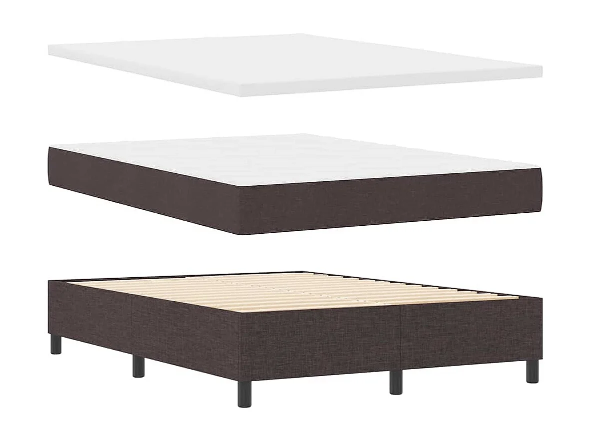 Boxspringbed met hoofdeinde Donkerbruin 140 x 200 cm Stof