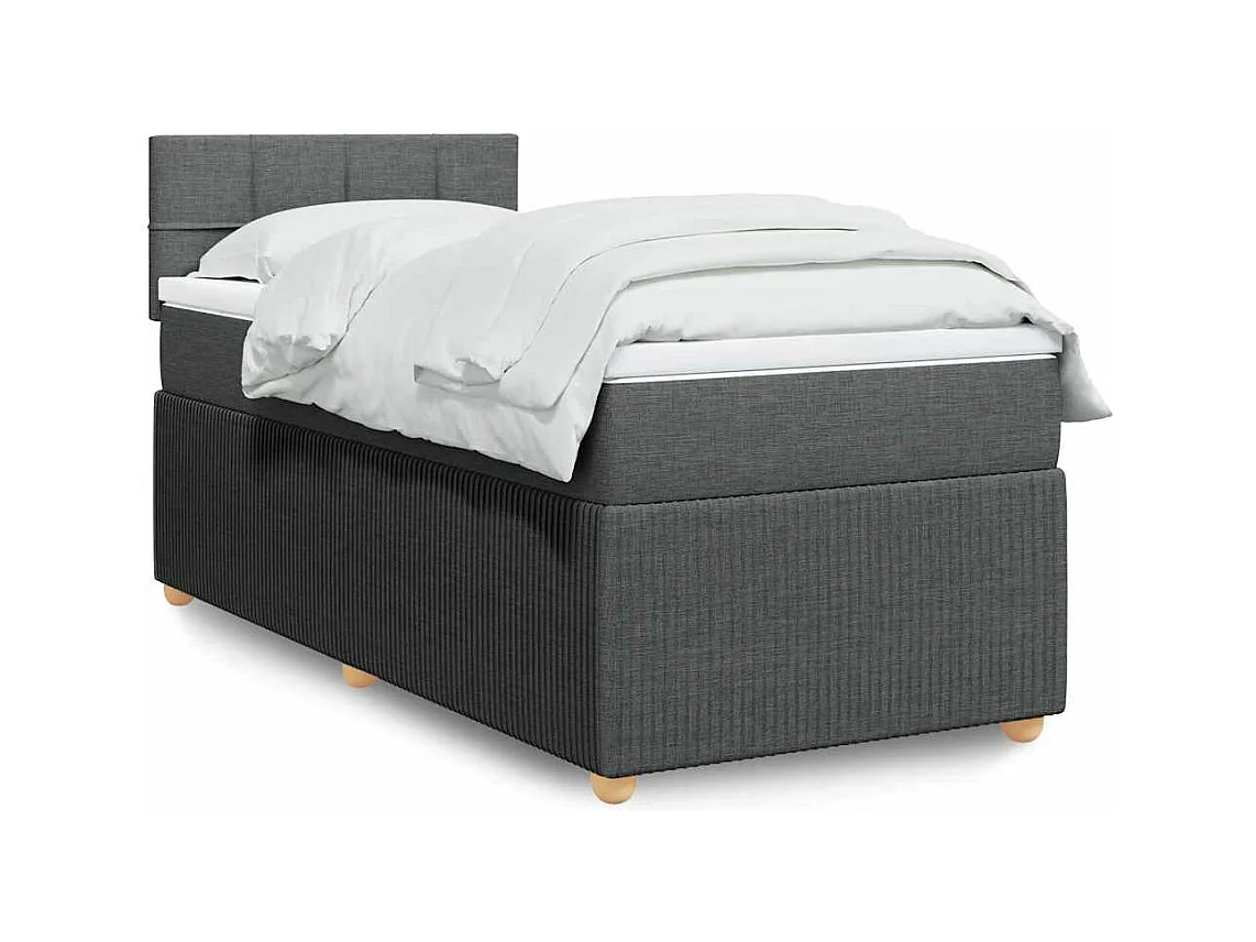 Sommier à lattes de lit avec matelas Gris foncé 90x200 cm Tissu