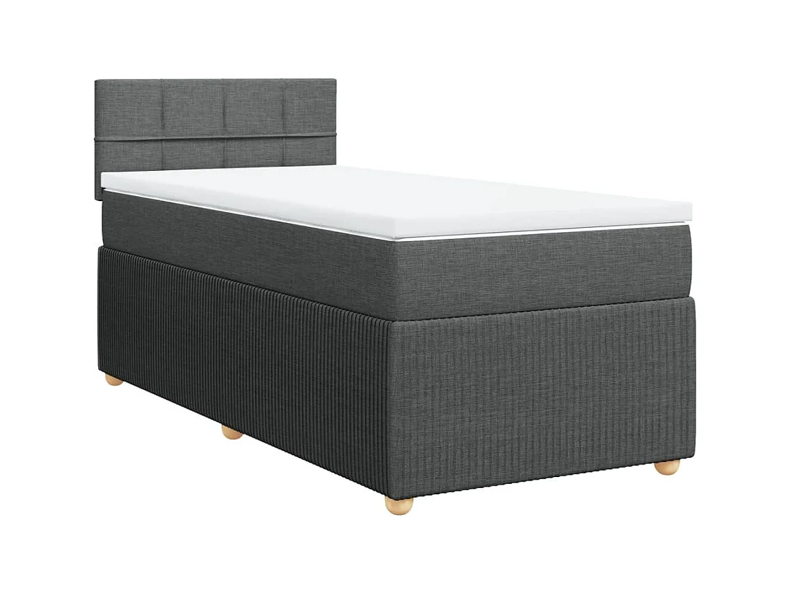 Sommier à lattes de lit avec matelas Gris foncé 90x200 cm Tissu
