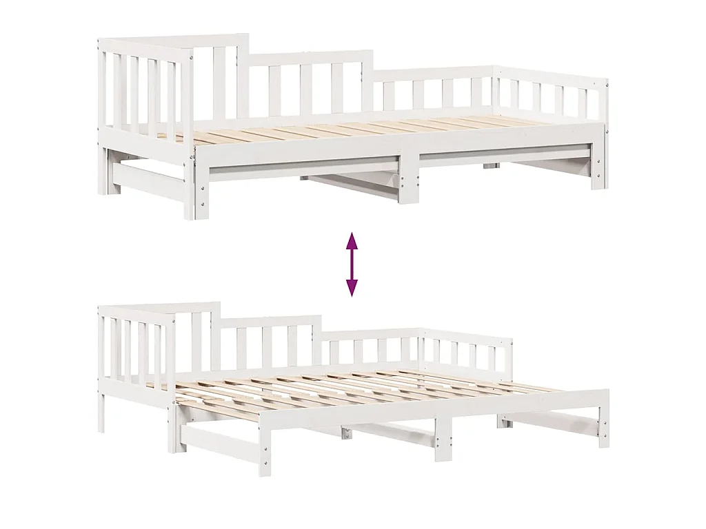Sofá cama nido con cajones sin colchón blanco 90x190 cm