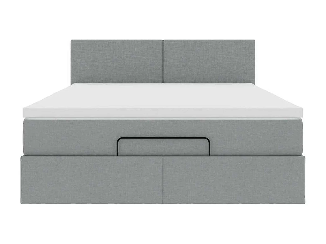 Cadre de lit ottoman et matelas gris clair 140x200 cm tissu