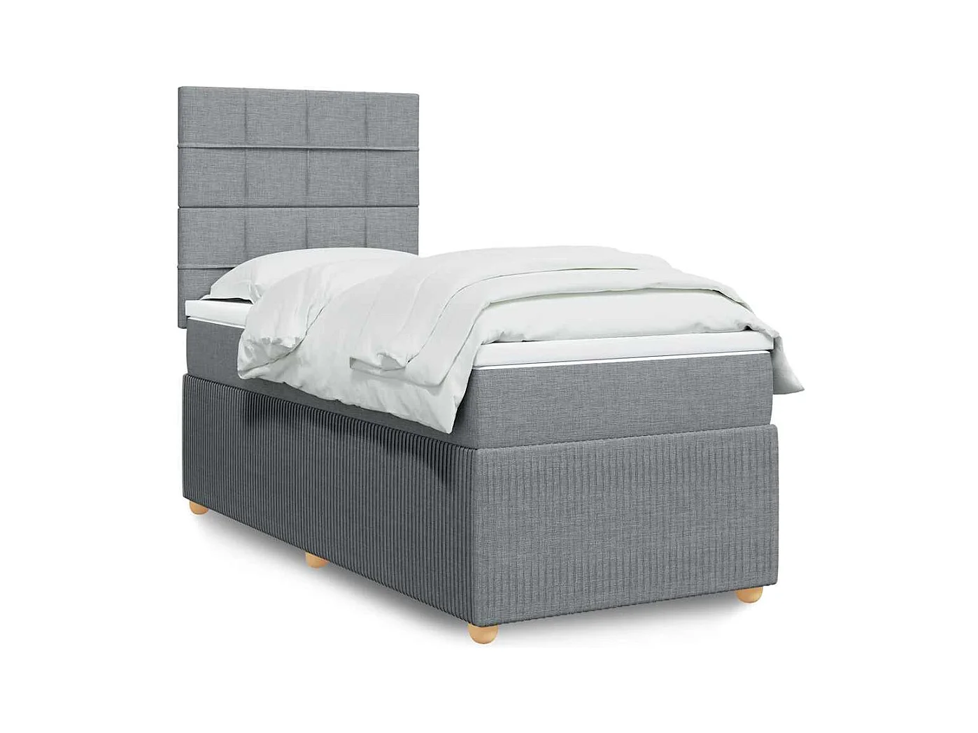 Giroletto a Molle con Materasso Grigio Chiaro100x200 cm Tessuto
