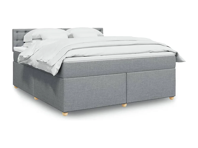 Boxspringbett mit Matratze Hellgrau 180x200 cm Stoff