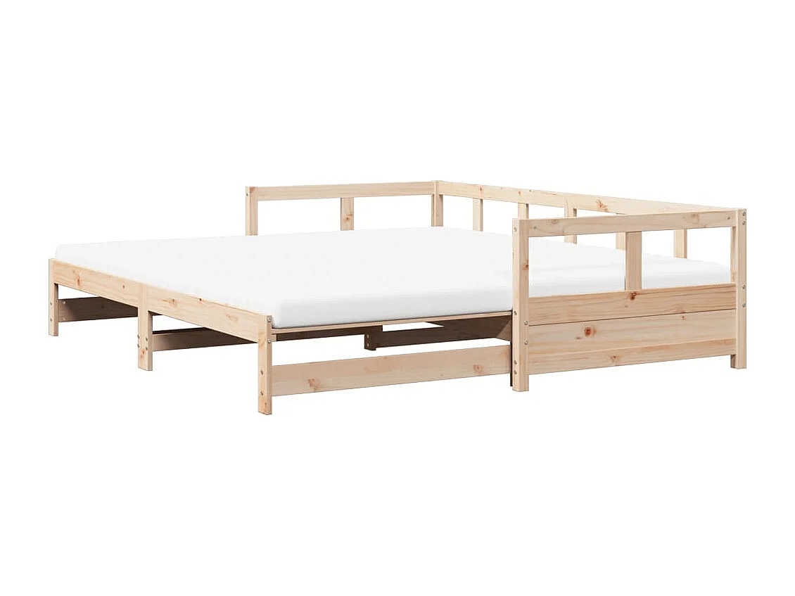 Slaapbank met onderschuifbed en matras 90x190 cm grenenhout