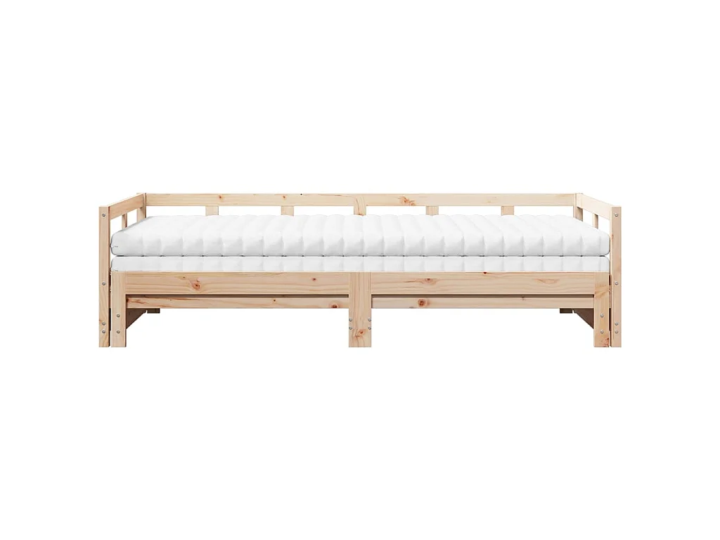Slaapbank met onderschuifbed en matras 90x190 cm grenenhout