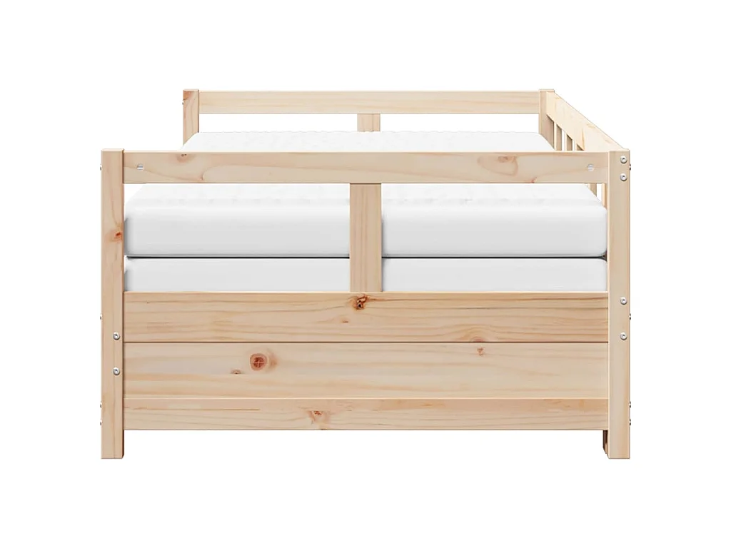 Slaapbank met onderschuifbed en matras 90x190 cm grenenhout